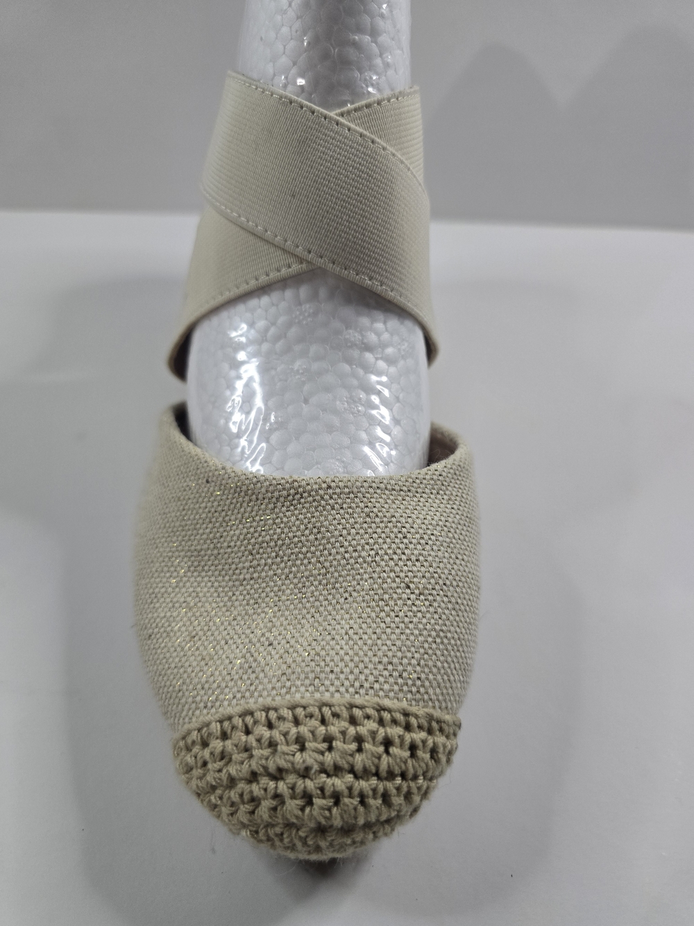 DREAM PAIRS Beige Espadrille Wedge Shoes Elastic Straps Size 8.5 - Picture 9 of 11